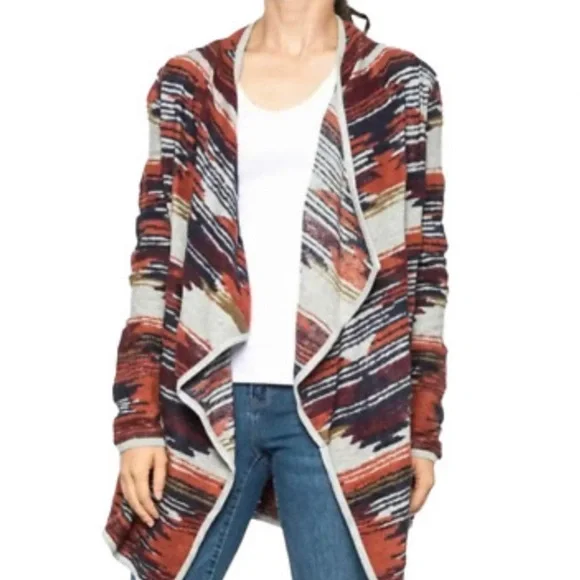 Lucky Brand|Boho Aztec print open front knit drapey cardigan,NWT,Size small-CUTE - Picture 3 of 16